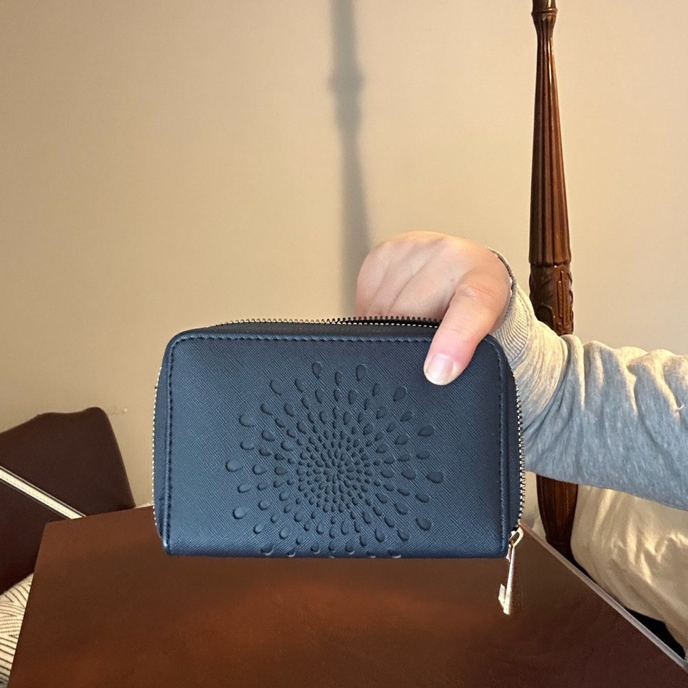 3/$30 Navy Embossed Wallet NWT